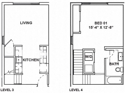 Floor plan for 1 bed, 1 bath, 710 sqft